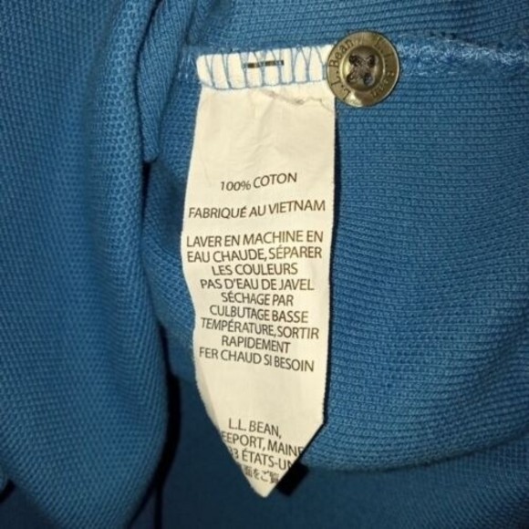 LL Bean Polo Shirt Men's Large L Short Sleeve Pocket Traditional Fit Blue - Picture 5 of 5